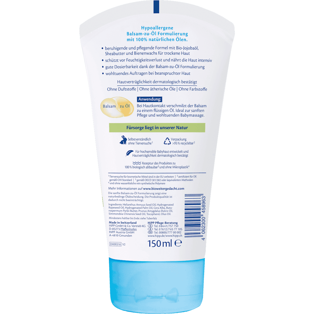 HiPP Bébé Baume à l'huile haute tolérance, 150 ml (HiPP Baby Ölbalsam hochverträglich, 150 ml) — منتج ألماني أصلي في المغرب