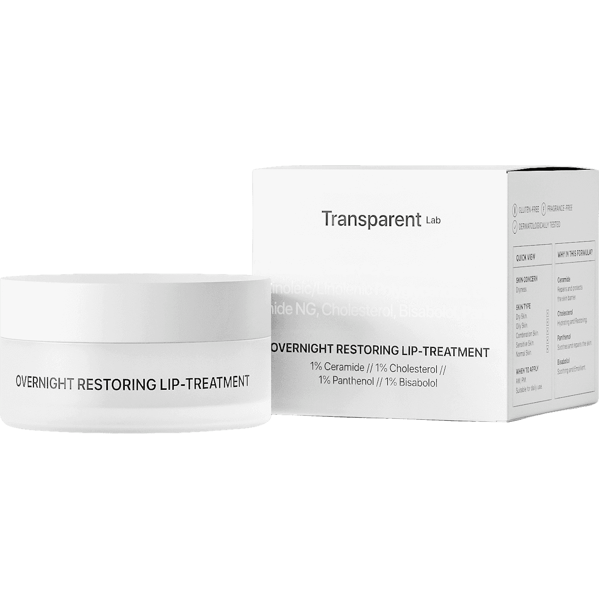 Transparent Lab Soin des lèvres overnight restoring, 15 ml (Transparent Lab Lippenpflege overnight restoring, 15 ml) — produit allemand authentique au Maroc