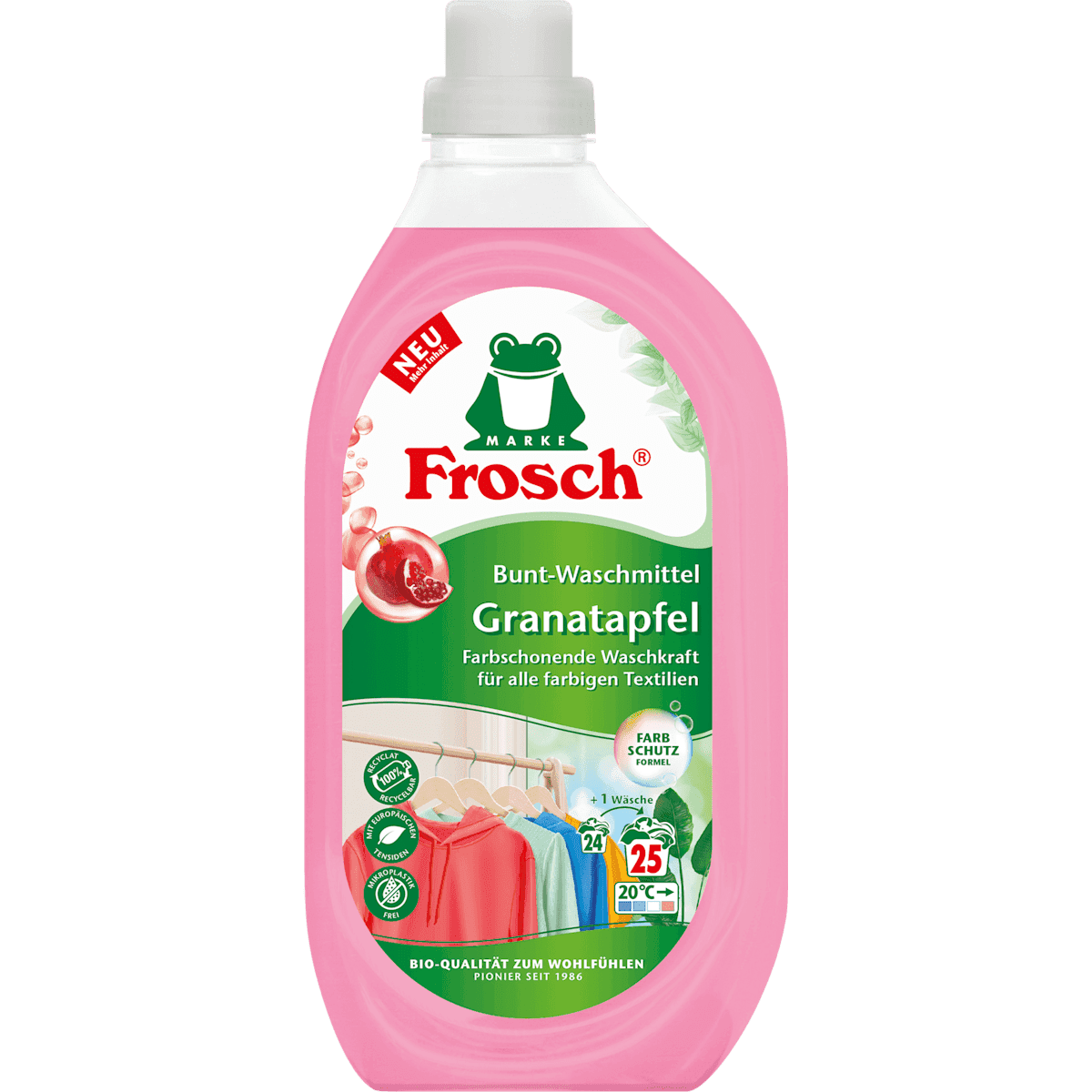 Frosch Lessive couleurs liquide grenade flacon, 25 lavages — produit allemand authentique au Maroc
