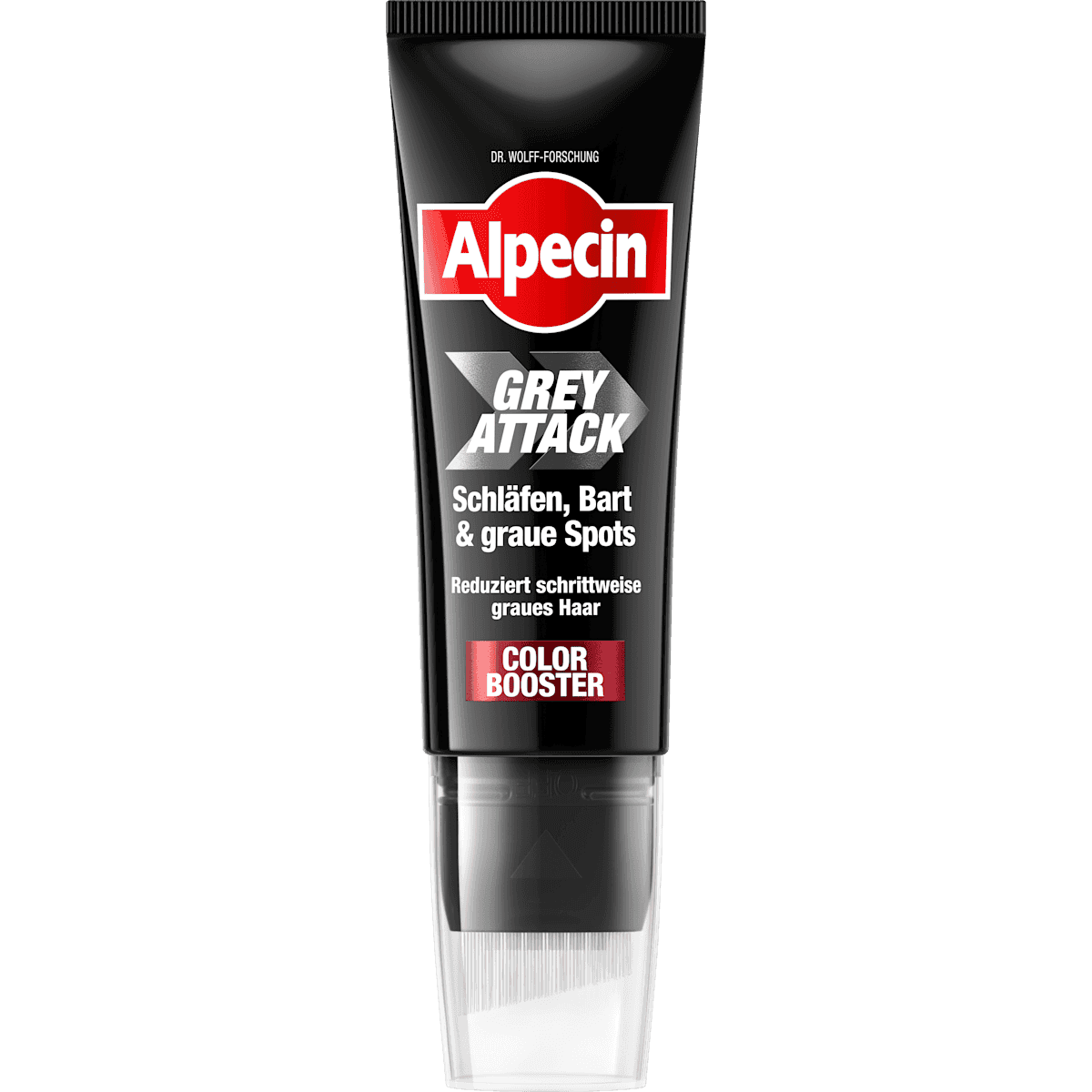 Alpecin Shampooing Grey Attack barbe & tempes Color Booster, 50 ml (Alpecin Shampoo Grey Attack Bart & Schläfen Color Booster, 50 ml) — produit allemand authentique au Maroc