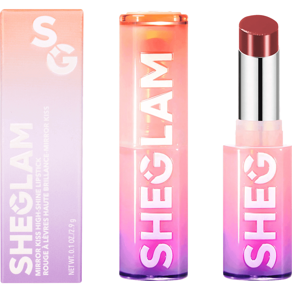SHEGLAM Rouge à lèvres Mirror Kiss High Key, 2,9 g (SHEGLAM Lippenstift Mirror Kiss High Key, 2,9 g) — produit allemand authentique au Maroc
