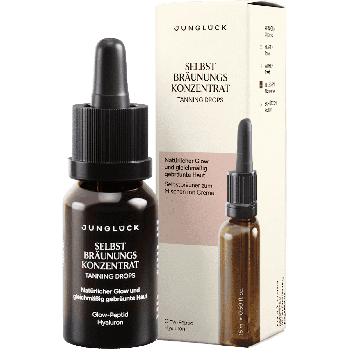 JUNGLÜCK Autobronzant Concentré, tanning drops, 15 ml (JUNGLÜCK Selbstbräuner Konzentrat, tanning drops, 15 ml) — منتج ألماني أصلي في المغرب