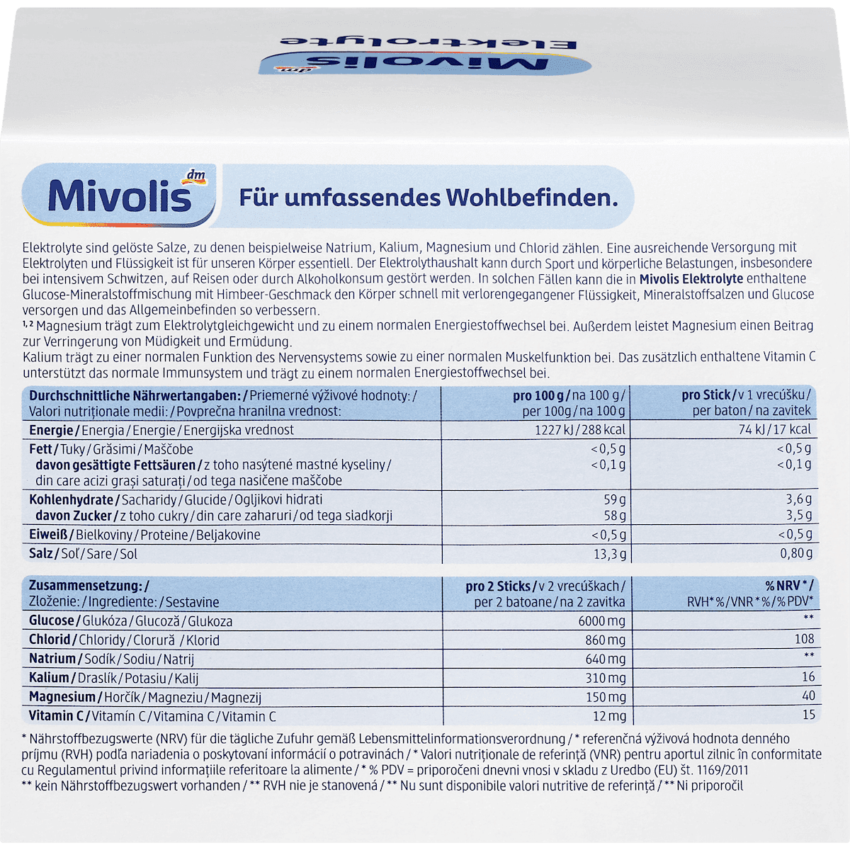 Mivolis Electrolytes, 50 sticks, 300 g (Mivolis Elektrolyte, 50 Sticks, 300 g) — produit allemand authentique au Maroc