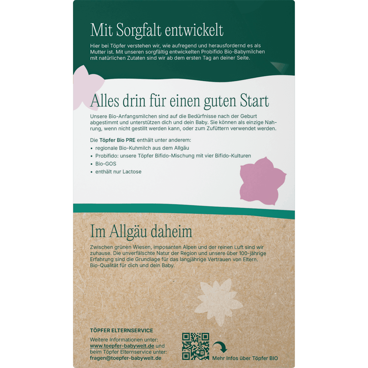 Töpfer Milk infantile 1er age Pre from birth, 600 g (Töpfer Anfangsmilch Pre von Geburt an, 600 g) — authentic German product in Morocco