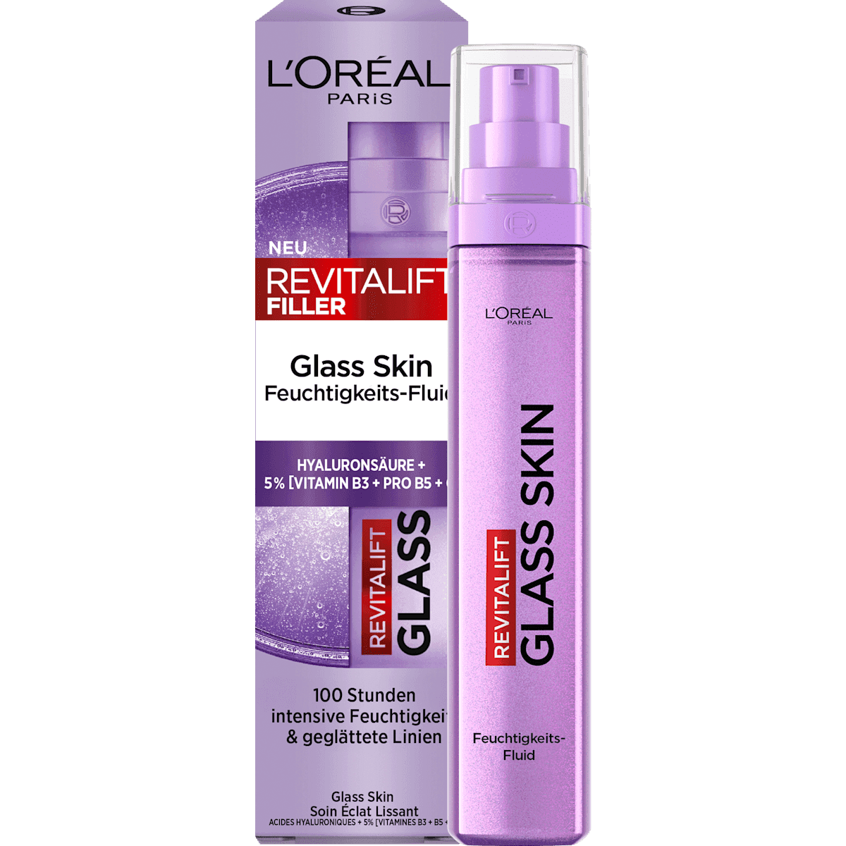 L'ORÉAL PARiS REVITALIFT Fluide hydratant Glass Skin, 50 ml (L'ORÉAL PARiS REVITALIFT Feuchtigkeitsfluid Glass Skin, 50 ml) — produit allemand authentique au Maroc