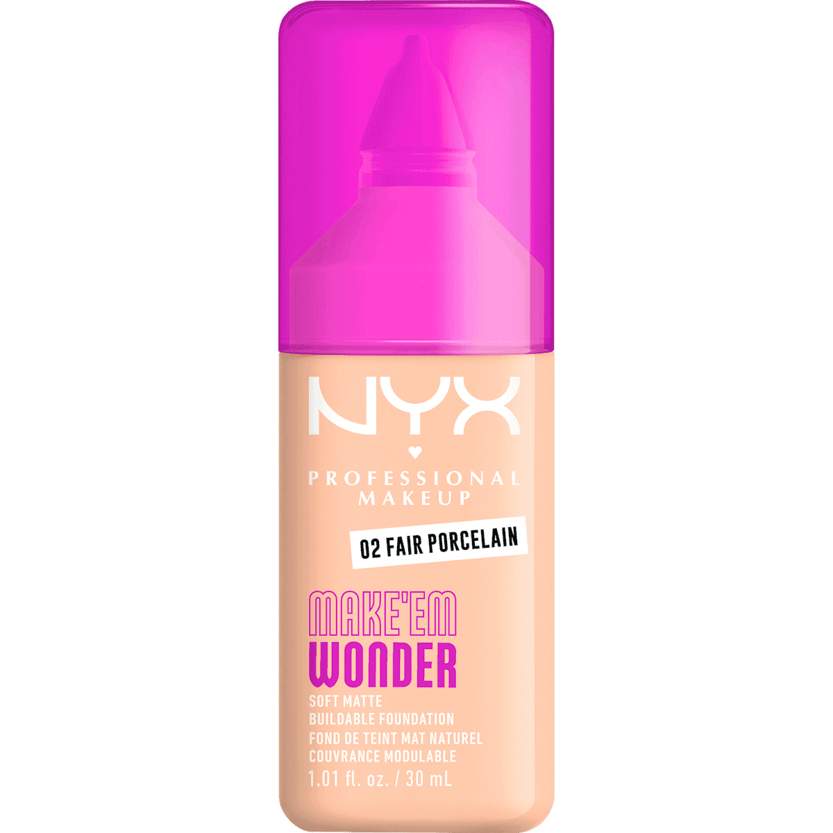NYX PROFESSIONAL MAKEUP Foundation Make 'EM Wonder 02 Fair Pocelain, 30 ml — produit allemand authentique au Maroc