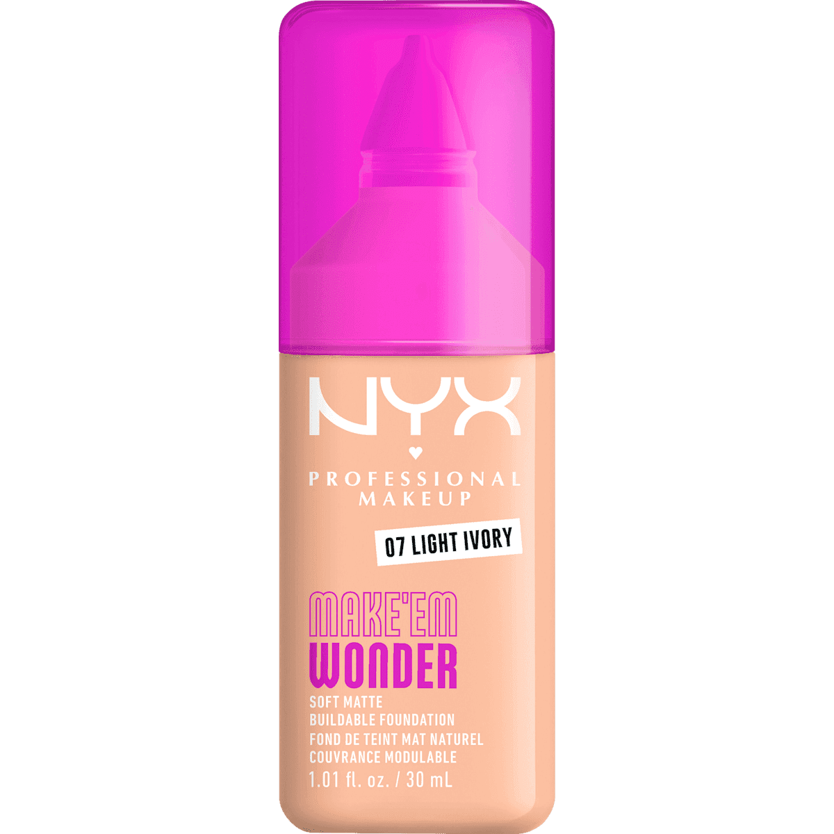 NYX PROFESSIONAL MAKEUP Foundation Make 'EM Wonder 07 Light Ivory, 30 ml — produit allemand authentique au Maroc