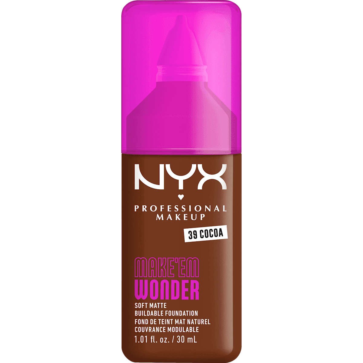 NYX PROFESSIONAL MAKEUP Foundation Make 'EM Wonder 39 Cocoa, 30 ml — produit allemand authentique au Maroc