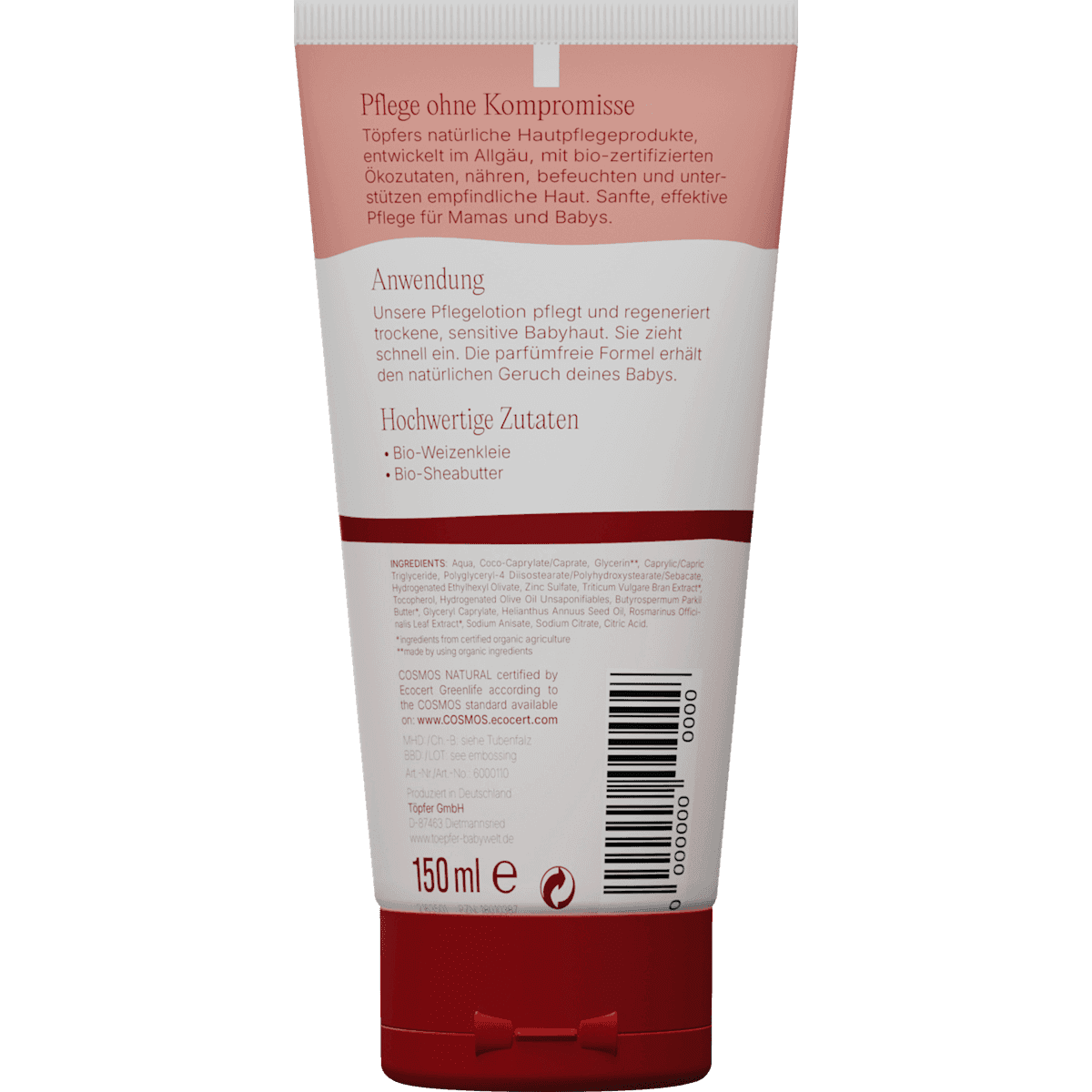 Töpfer Bébé Lotion de soin sensitiv, 150 ml (Töpfer Baby Pflegelotion sensitiv, 150 ml) — produit allemand authentique au Maroc