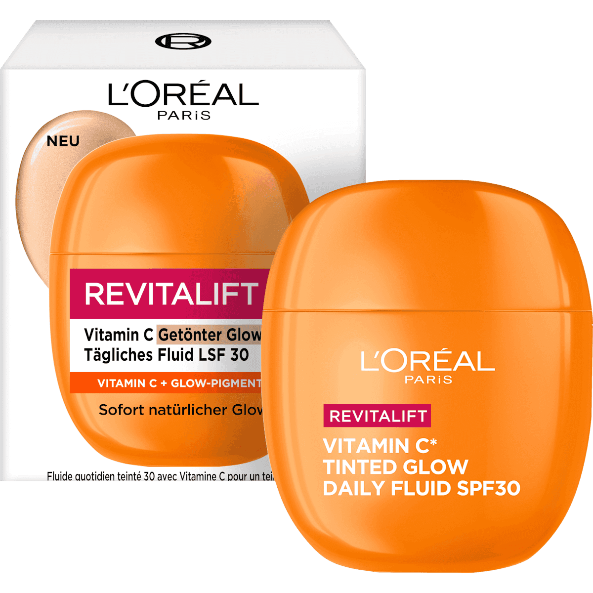 L'ORÉAL PARiS REVITALIFT day cream Vitamin C tinted Glow daily fluid LSF 30, 40 ml — authentic German product in Morocco