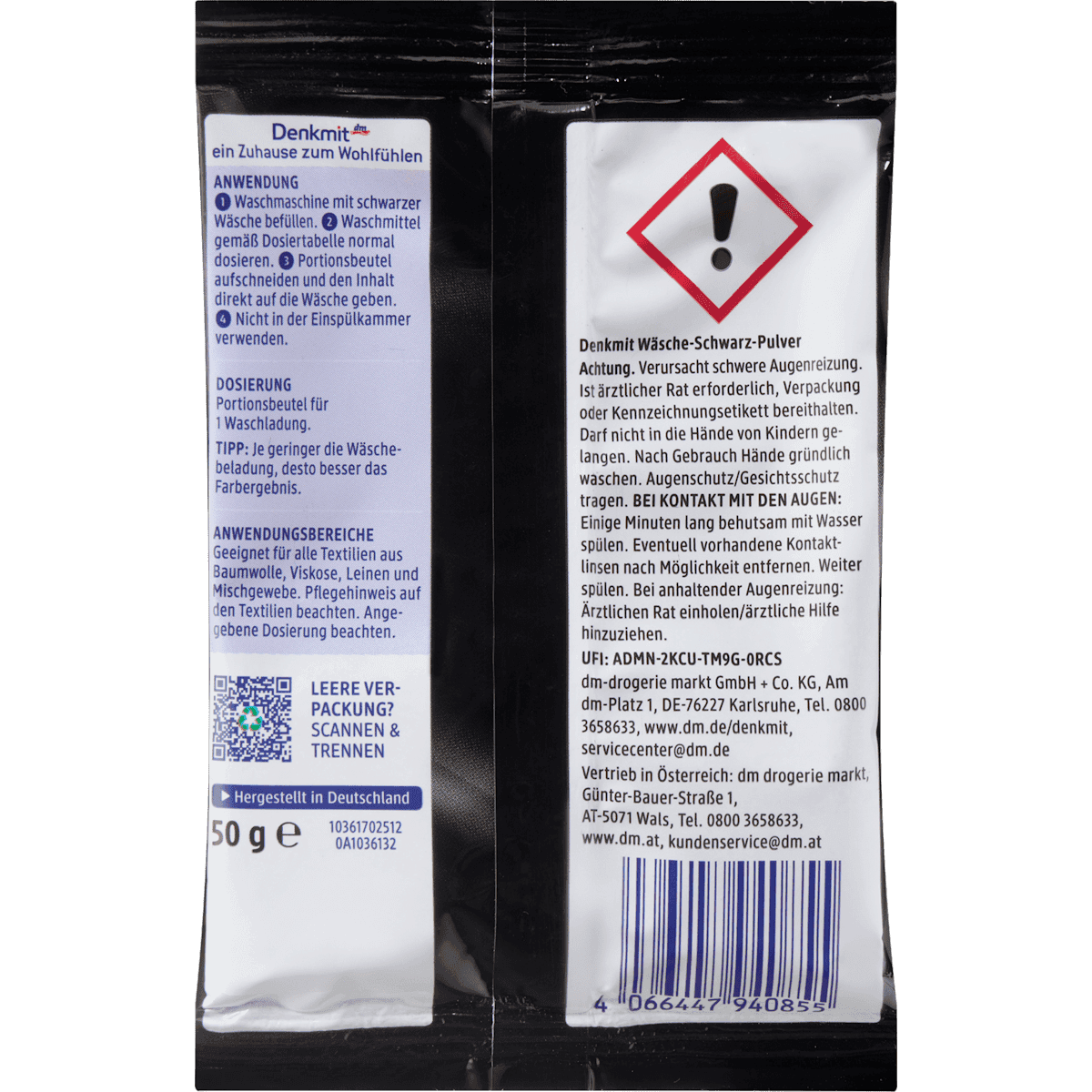 Denkmit Linge black powder, 50 g (Denkmit Wäsche schwarz Pulver, 50 g) — authentic German product in Morocco