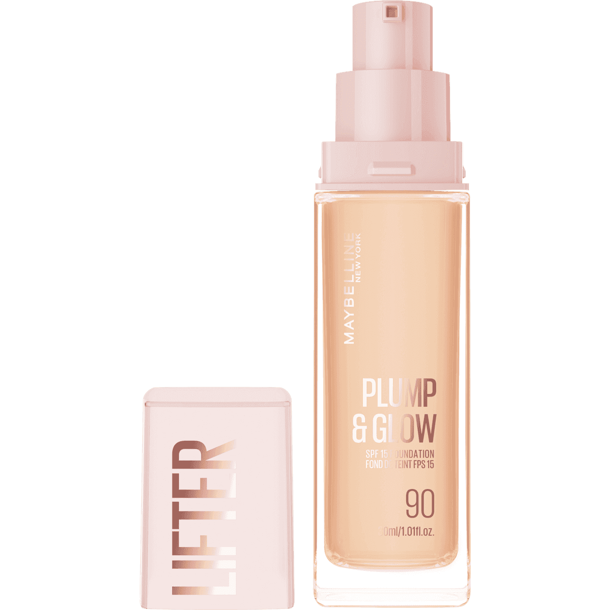 MAYBELLINE NEW YORK Foundation Lifter Plump & Glow 90, 30 ml — produit allemand authentique au Maroc