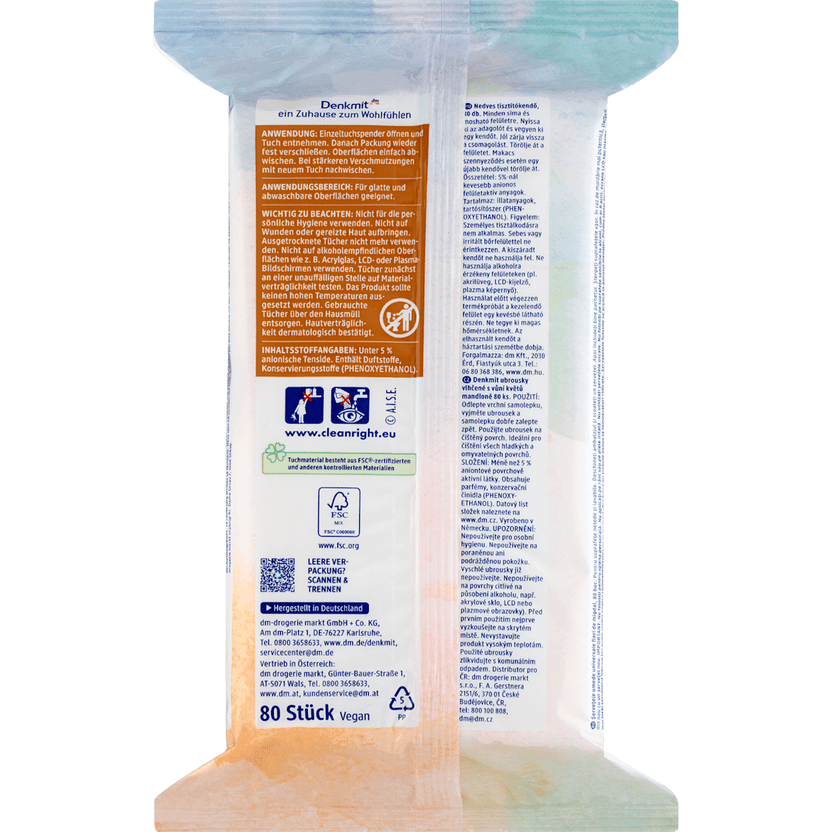 Denkmit Wipes multi-usages wet Almond Blossom, 80 pcs (Denkmit Feuchte Allzwecktücher Almond Blossom, 80 St) — authentic German product in Morocco