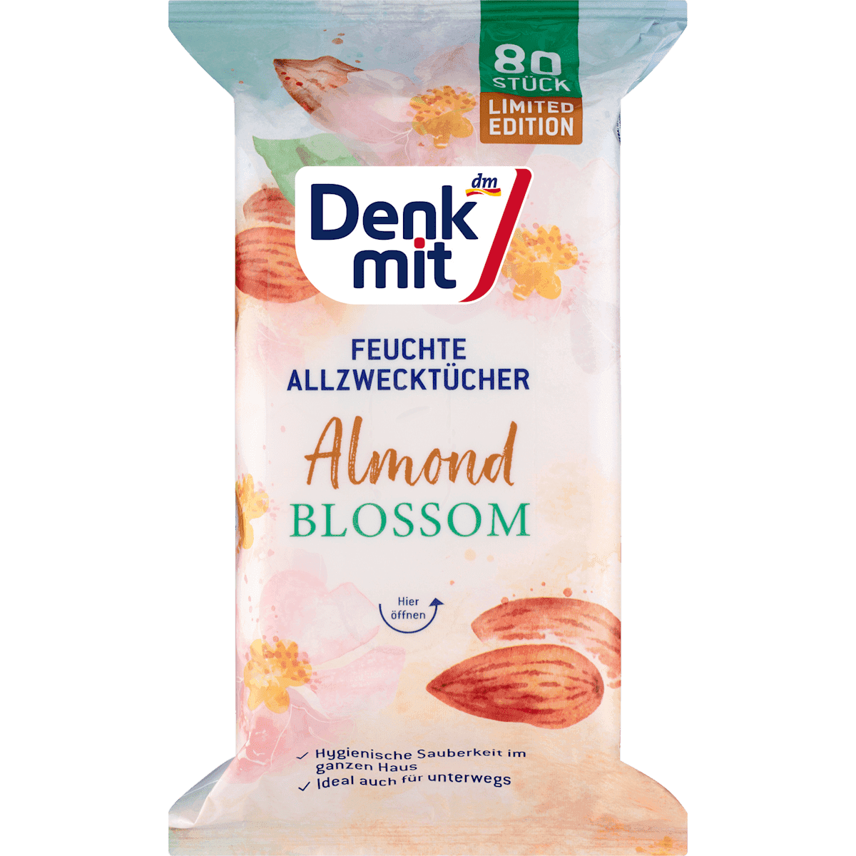 Denkmit Lingettes multi-usages humides Almond Blossom, 80 pièces — منتج ألماني أصلي في المغرب