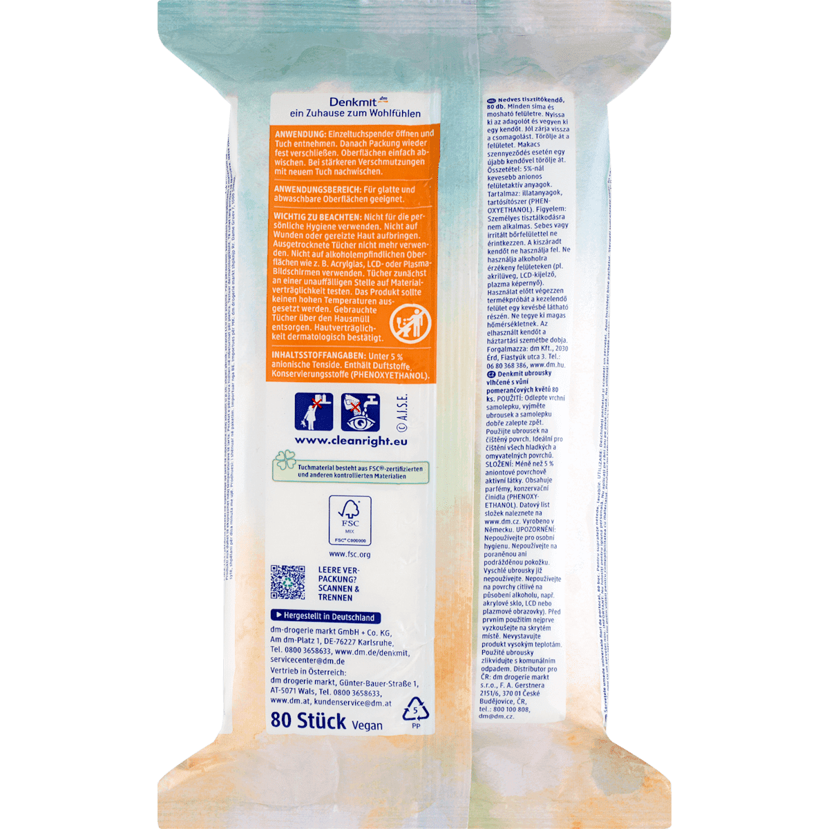 Denkmit Lingettes multi-usages humides orange Blossom, 80 pièces (Denkmit Feuchte Allzwecktücher Orange Blossom, 80 St) — منتج ألماني أصلي في المغرب