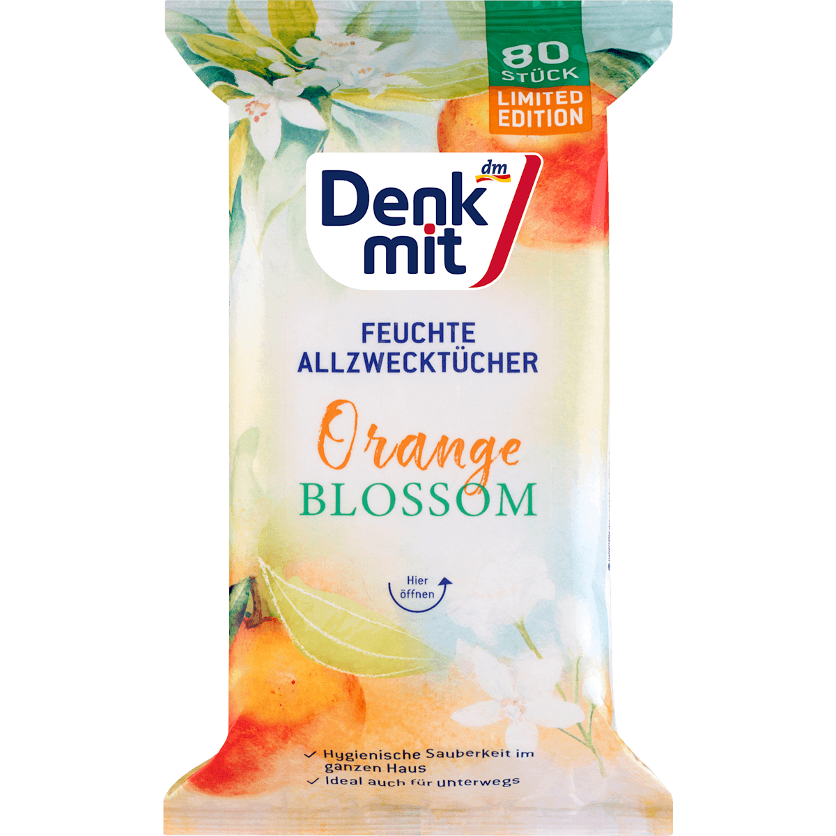 Denkmit Lingettes multi-usages humides orange Blossom, 80 pièces — منتج ألماني أصلي في المغرب