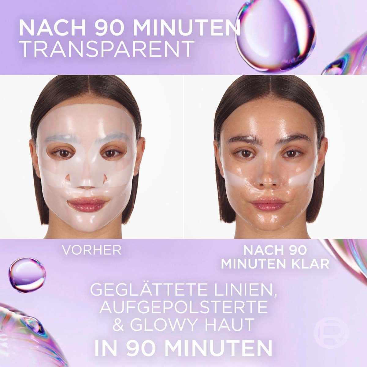 L'ORÉAL PARiS REVITALIFT Masque visage Glass Skin Hydrogel Glow Mask, 1 pièce (L'ORÉAL PARiS REVITALIFT Gesichtsmaske Glass Skin Hydrogel Glow Mask, 1 St) — produit allemand authentique au Maroc