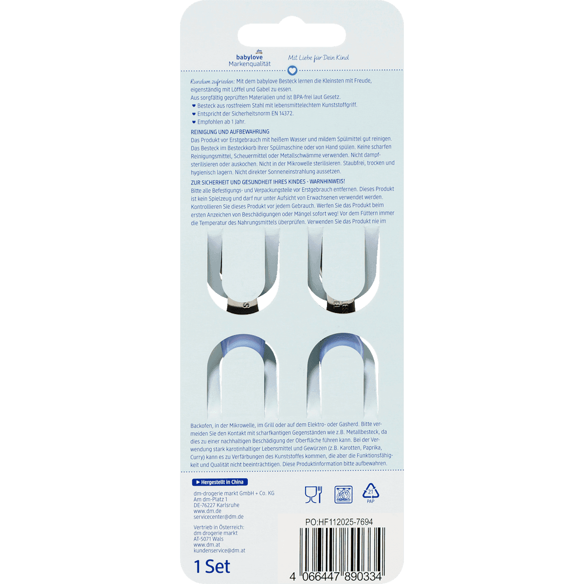 Babylove Esslernbesteck bleu 2 pièces, 1 pièce (Babylove Esslernbesteck blau 2tlg., 1 St) — produit allemand authentique au Maroc