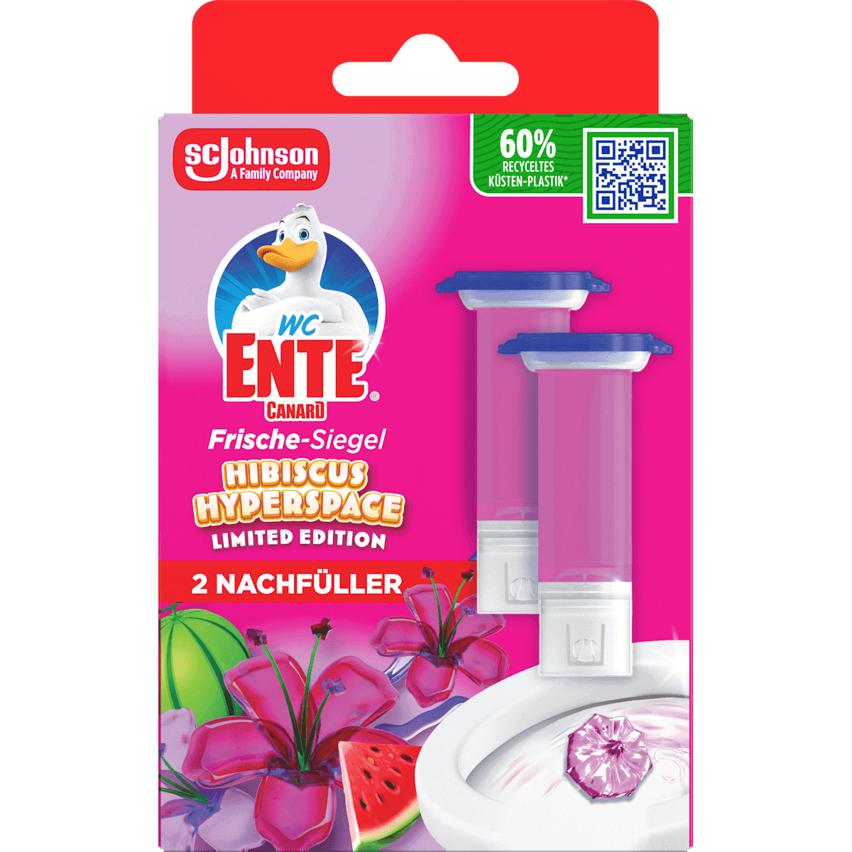 WC-Ente Nettoyant WC Fresh Discs hibiscus Hyperspace recharge 2 pièces, 72 ml — منتج ألماني أصلي في المغرب