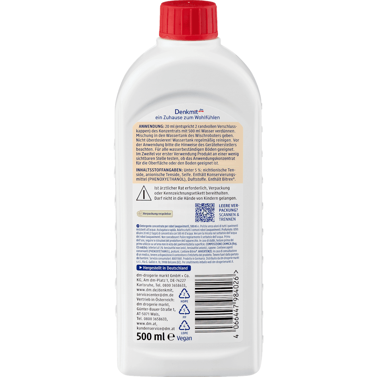 Denkmit Wischroboter Concentrate, 500 ml (Denkmit Wischroboter Konzentrat, 500 ml) — authentic German product in Morocco