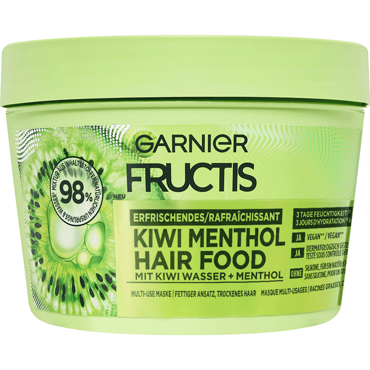 GARNIER FRUCTIS Masque cheveux Kiwi Menthol Hair Food 3in1 Masque, 400 ml — منتج ألماني أصلي في المغرب