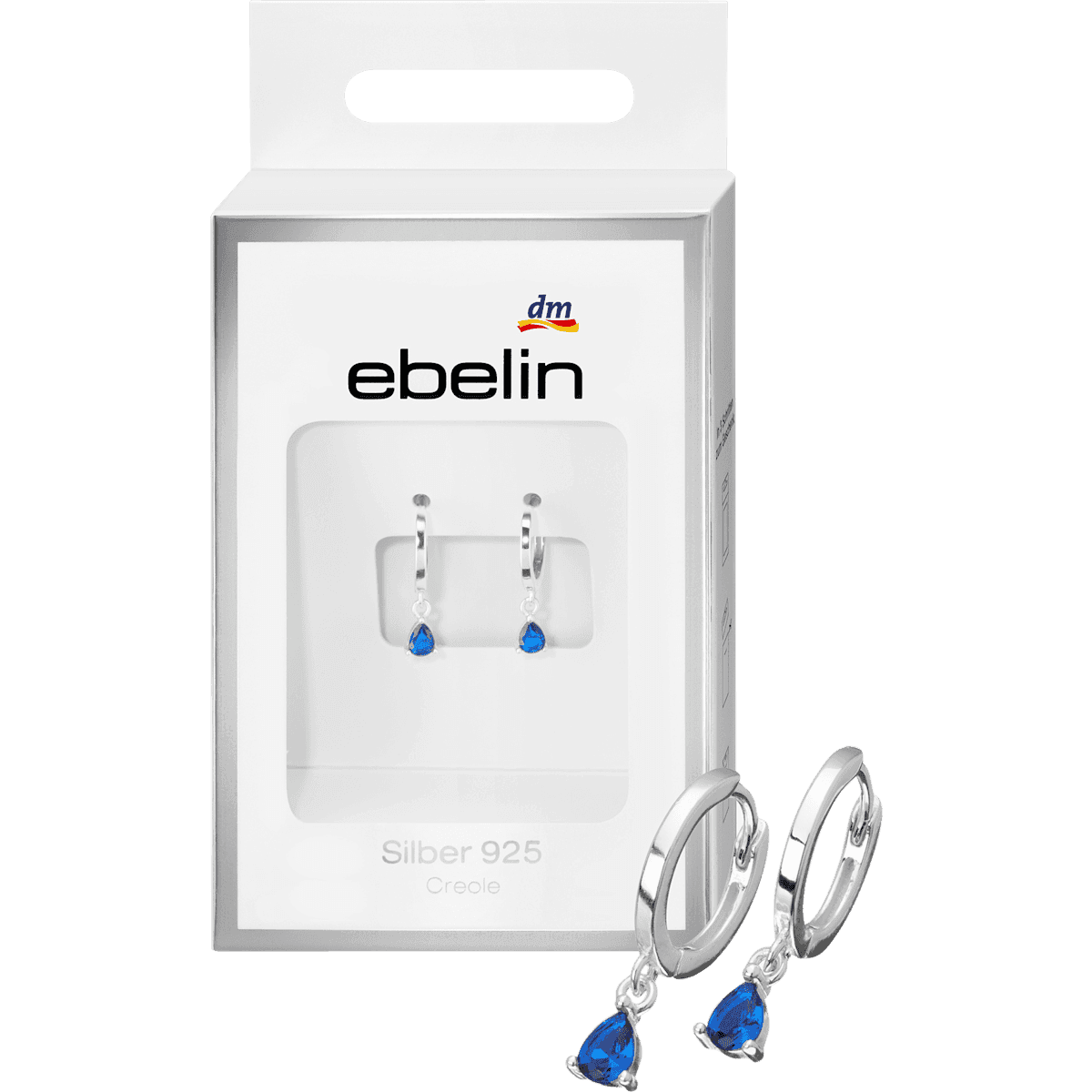 ebelin Créoles 925 Silber avec blauem strass, 2 pièces — produit allemand authentique au Maroc