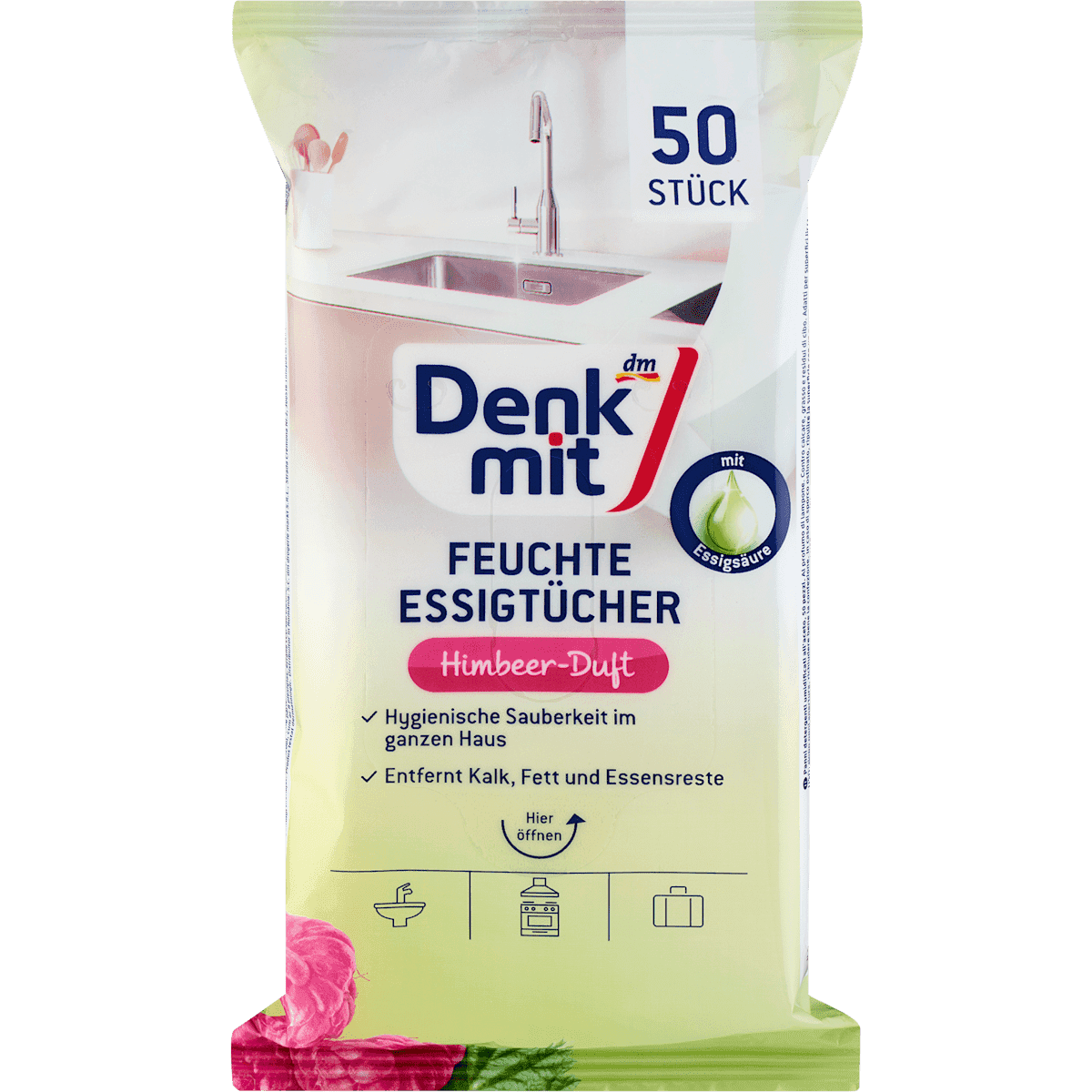 Denkmit Lingettes au vinaigre framboise, 50 pièces — produit allemand authentique au Maroc