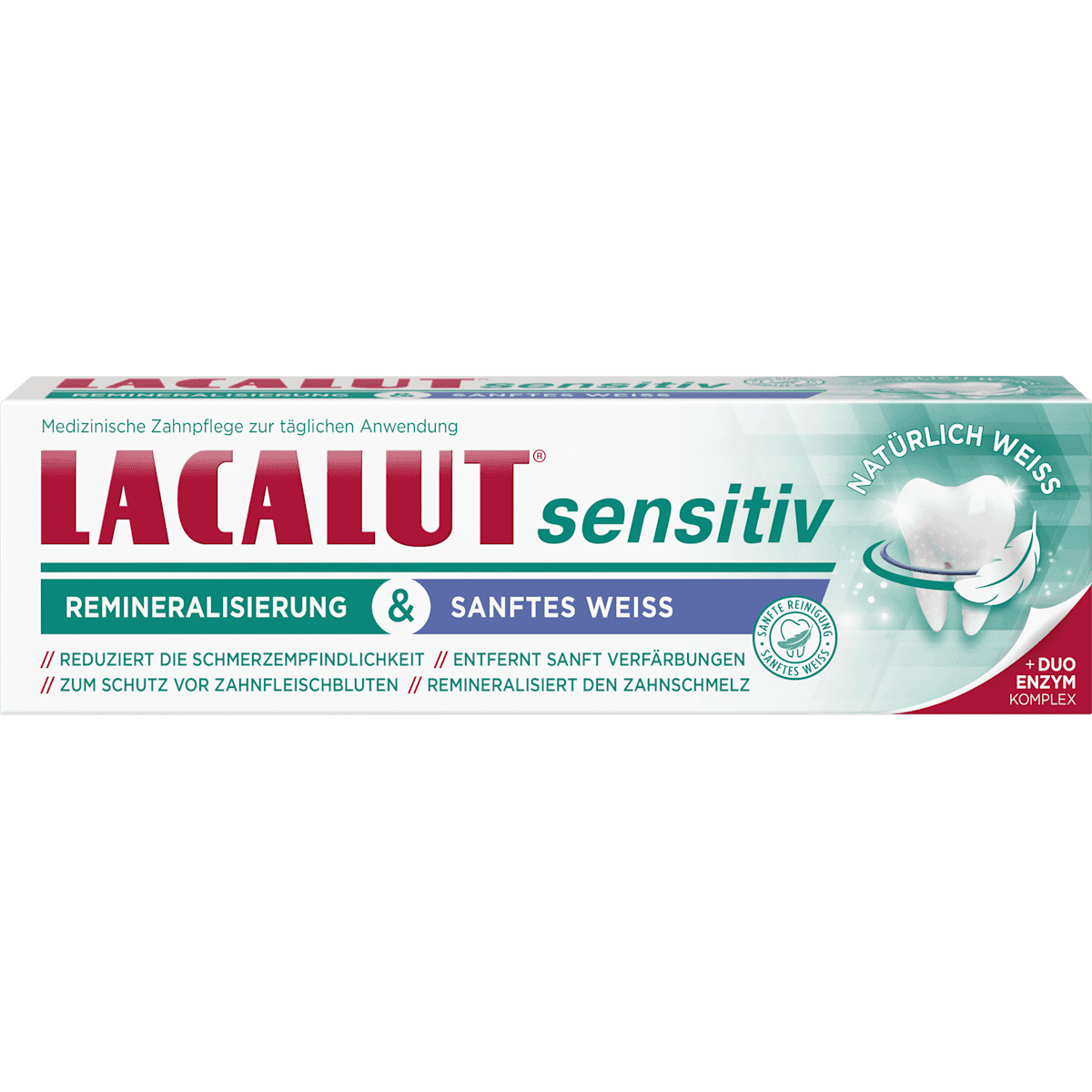 Lacalut Dentifrice sensitiv reminéralisation & blancheur douce, 75 ml (Lacalut Zahnpasta sensitiv Remineralisierung & Sanftes Weiss, 75 ml) — produit allemand authentique au Maroc