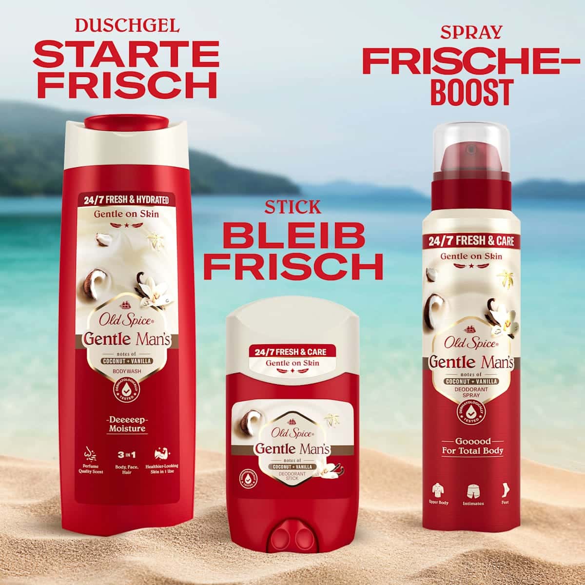 Old Spice Déodorant stick Gentle Man´s Coconut & Vanilla, 50 ml (Old Spice Deostick Gentle Man´s Coconut & Vanilla, 50 ml) — produit allemand authentique au Maroc
