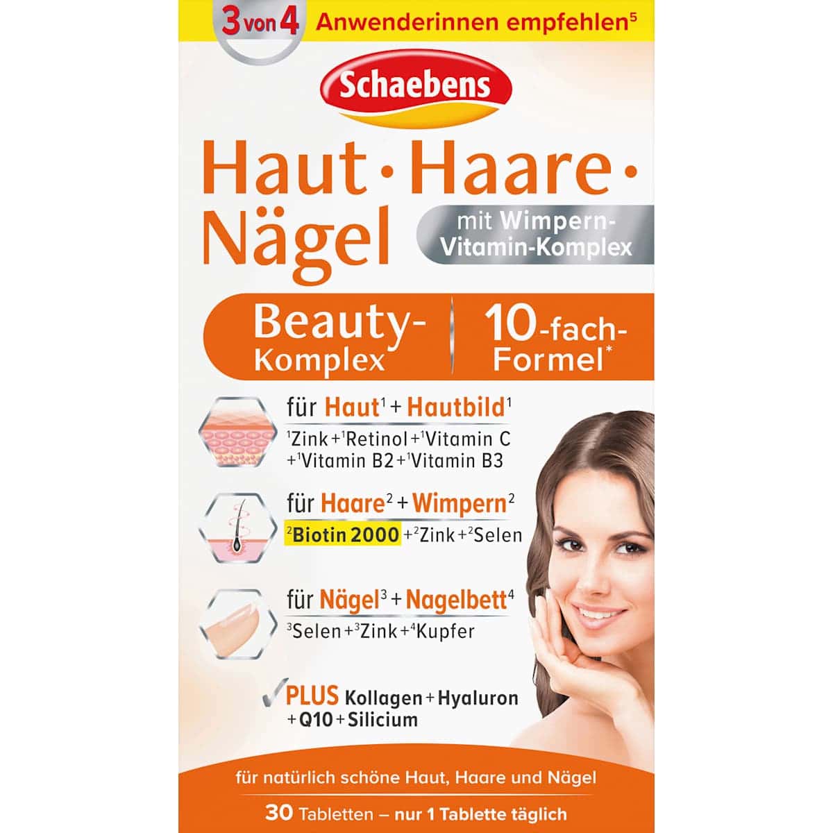 Schaebens skin hair nails Beauty-complex tablets 30 pcs, 24 g (Schaebens Haut Haare Nägel Beauty-Komplex Tabletten 30 St, 24 g) — authentic German product in Morocco