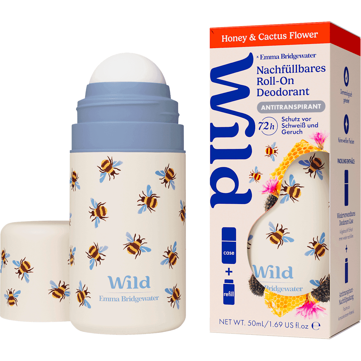 Wild anti-transpirant Déodorant bille Honey & Cactus Flower, 50 ml — produit allemand authentique au Maroc