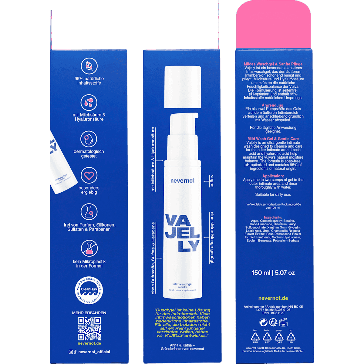 nevernot Soin intime Gel nettoyant Vajelly Sensitiv, 150 ml (nevernot Intimpflege Waschgel Vajelly Sensitiv, 150 ml) — منتج ألماني أصلي في المغرب