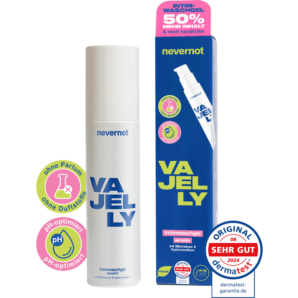 nevernot Soin intime Gel nettoyant Vajelly Sensitiv, 150 ml — produit allemand authentique au Maroc