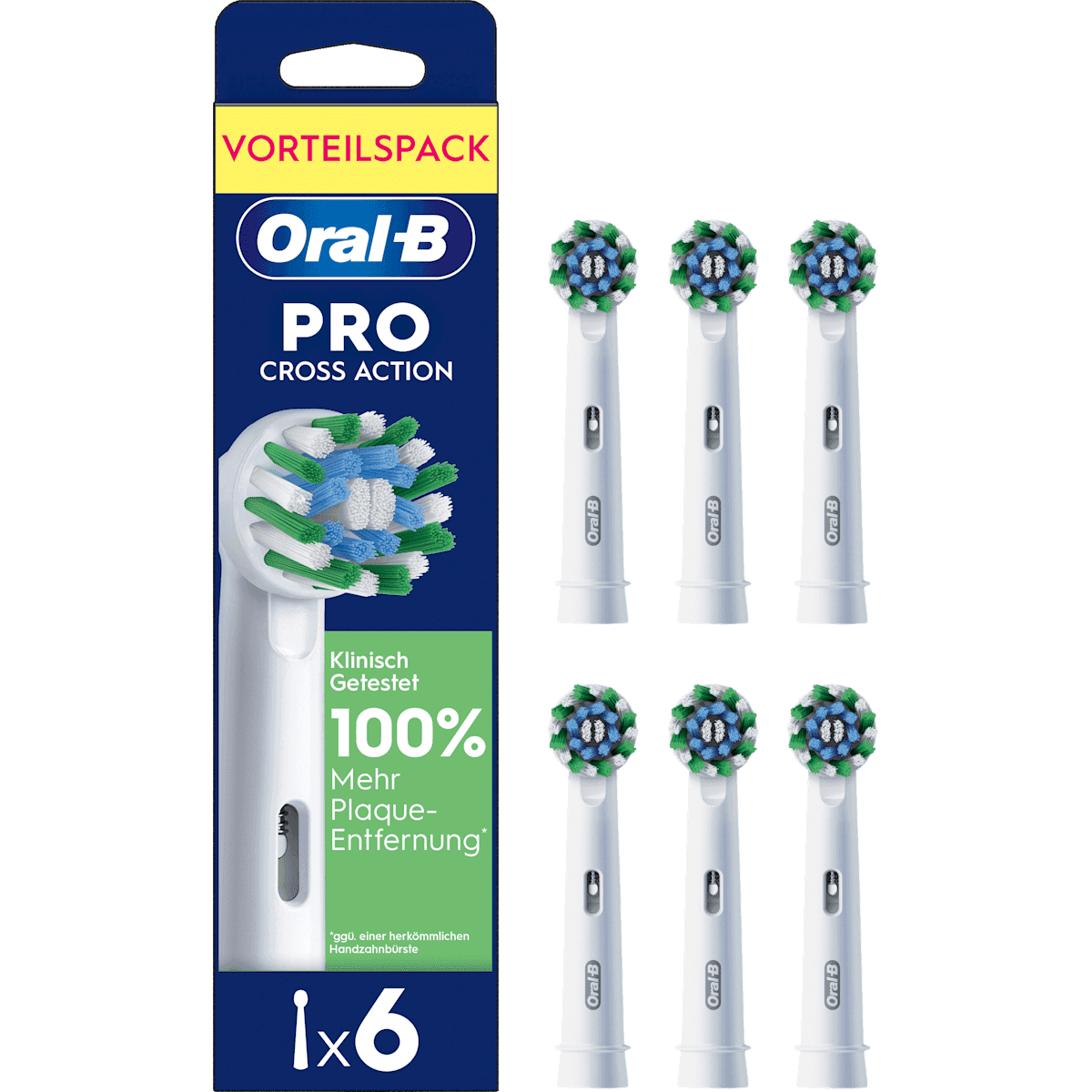 Oral-B Brossettes de rechange PRO CrossAction blanc, 6 pièces — produit allemand authentique au Maroc