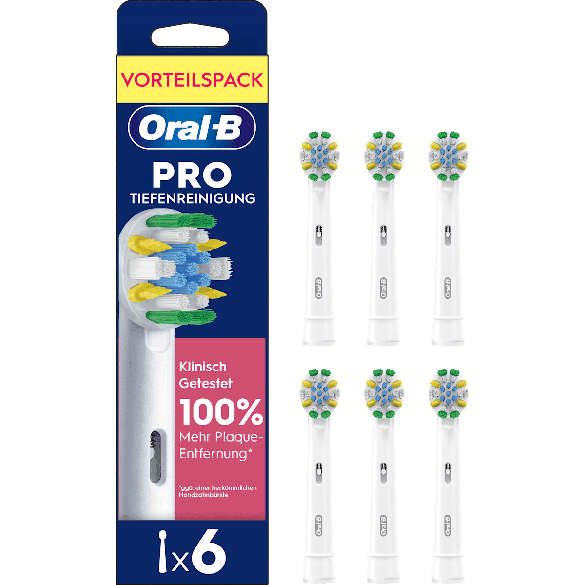 Oral-B Brossettes de rechange PRO nettoyage en profondeur, 6 pièces — produit allemand authentique au Maroc