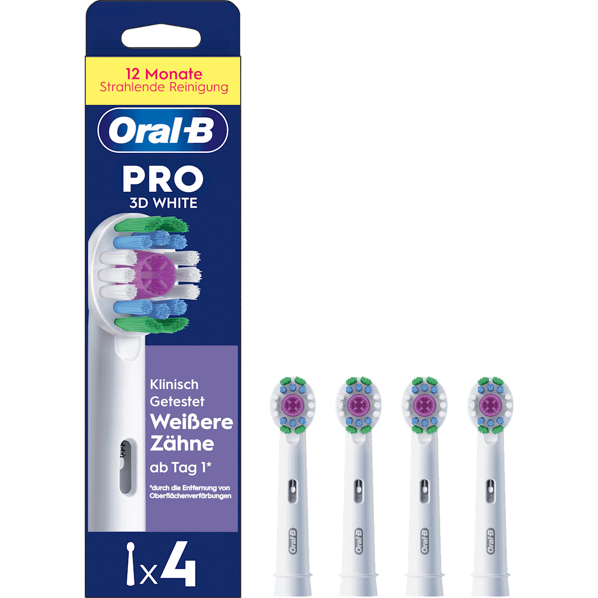 Oral-B Brossettes de rechange PRO 3D White, 4 pièces — produit allemand authentique au Maroc