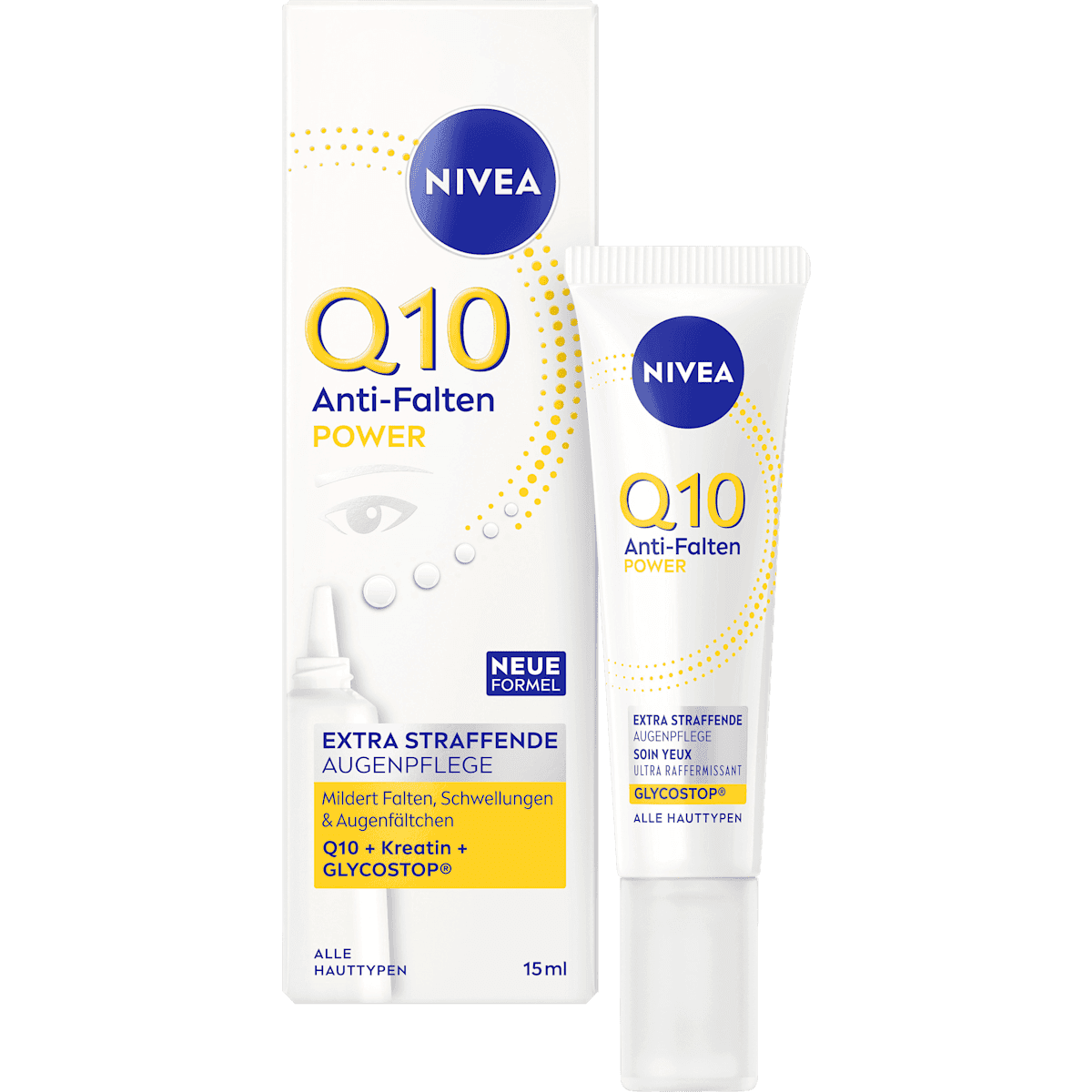 NIVEA Soin des yeux Anti-Falten Q10, 15 ml — produit allemand authentique au Maroc
