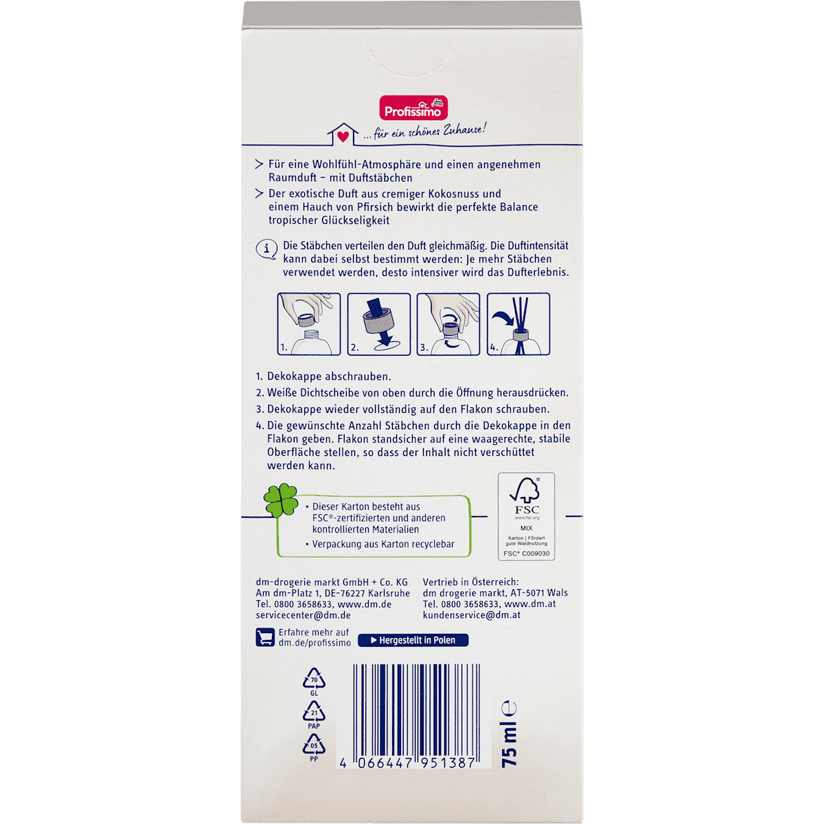 Profissimo Bâtonnets parfumés d'intérieur Mellow, 75 ml (Profissimo Duftstäbchen Raumduft Mellow, 75 ml) — produit allemand authentique au Maroc