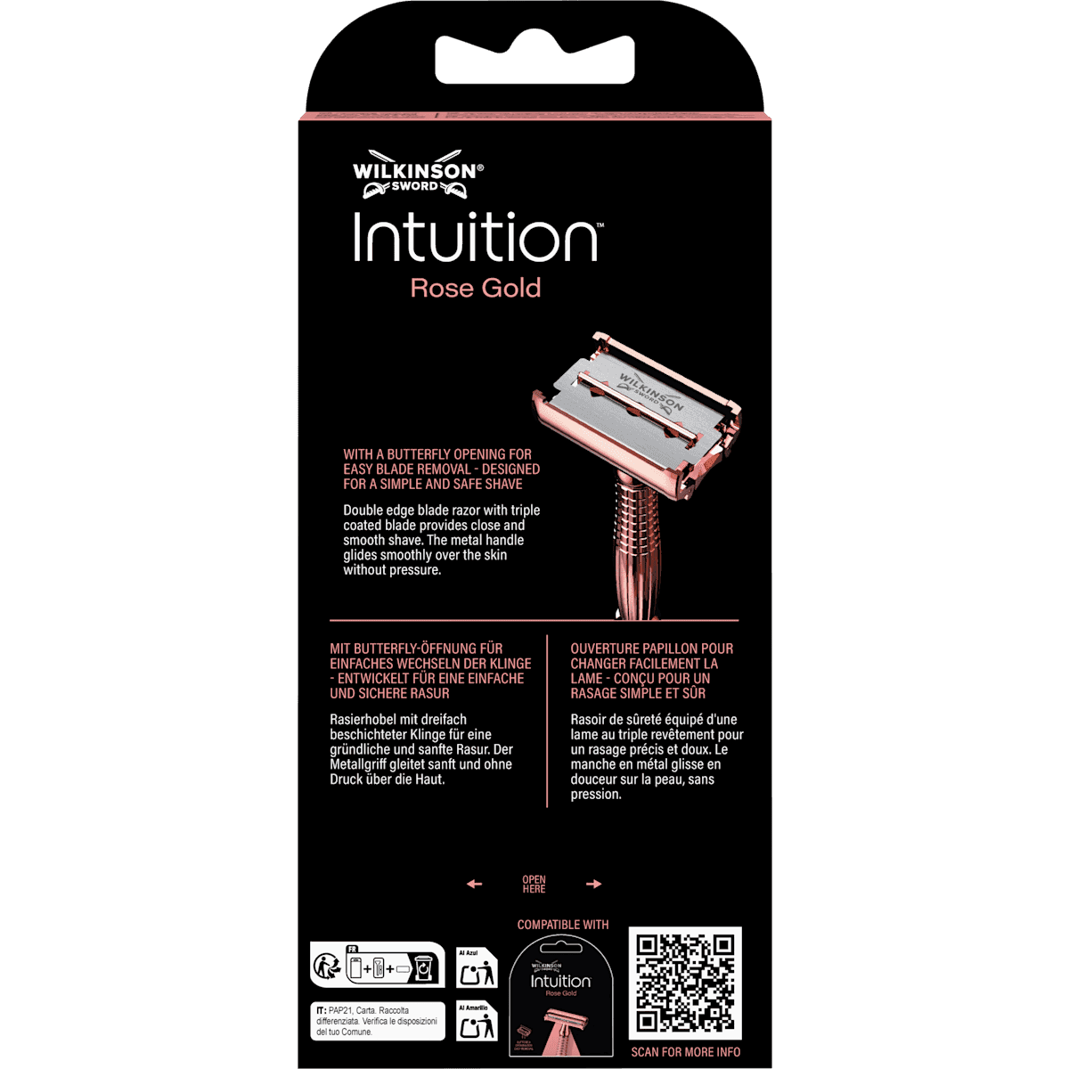 Wilkinson Sword Rasoir de sûreté Intuition Rose Gold, 1 pièce (Wilkinson Sword Rasierhobel, Intuition Rose Gold, 1 St) — منتج ألماني أصلي في المغرب