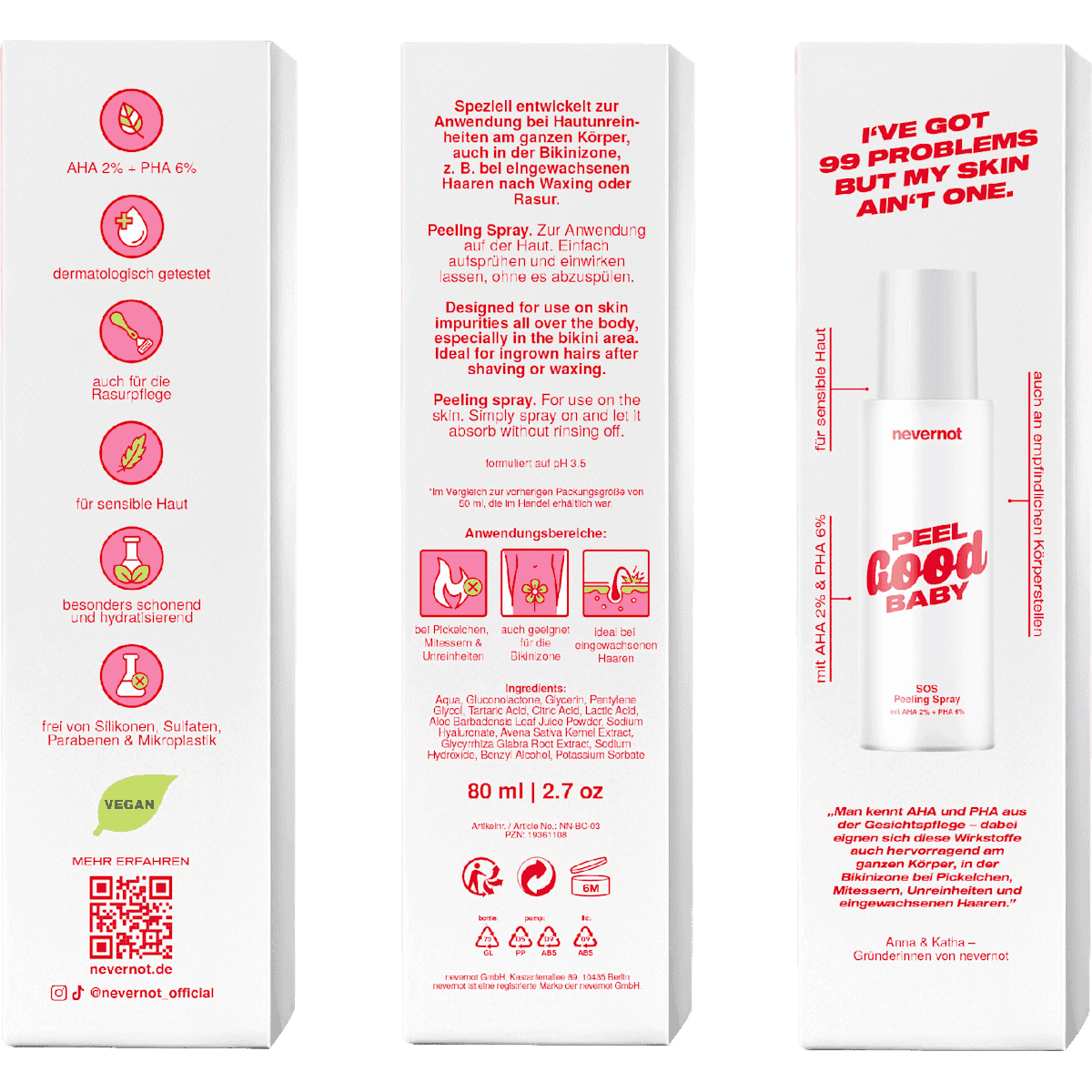 nevernot Gommage Spray, Peel Good Bébé, 80 ml (nevernot Peeling Spray, Peel Good Baby, 80 ml) — produit allemand authentique au Maroc