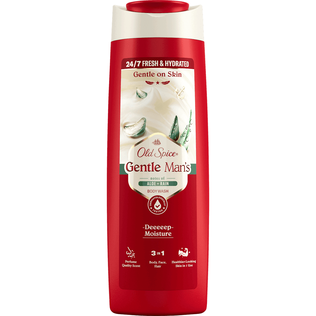 Old Spice shower gel Gentle Man´s Aloe + Rain 3in1, 400 ml (Old Spice Duschgel Gentle Man´s Aloe + Rain 3in1, 400 ml) — authentic German product in Morocco