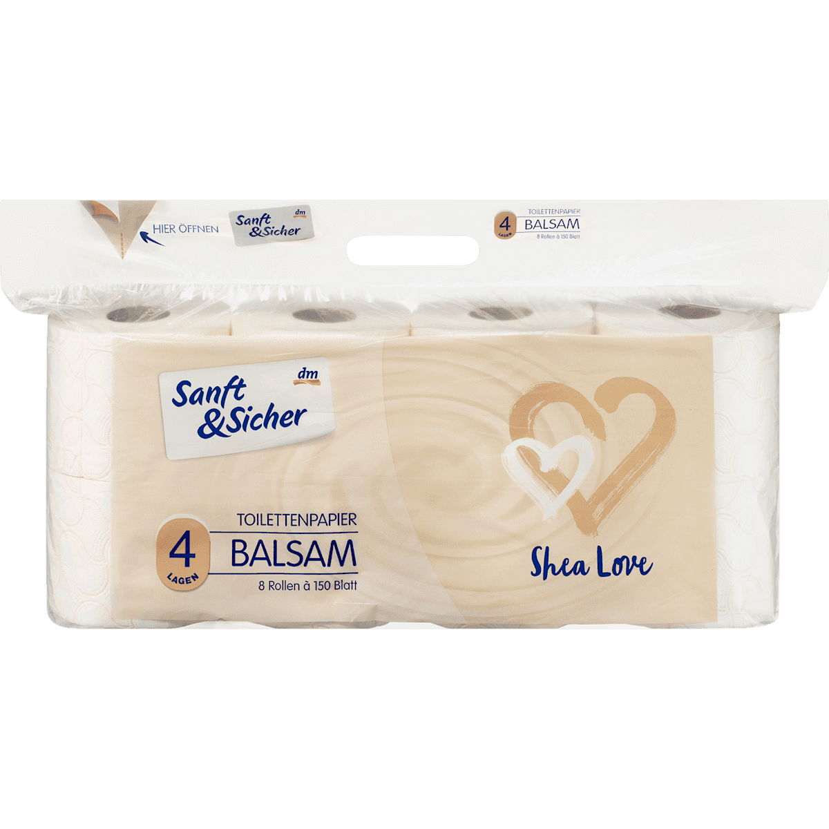 Sanft&Sicher Toilettenpapier Baume 4-lagig (8x150 feuilles), 8 pièces (Sanft&Sicher Toilettenpapier Balsam 4-lagig (8x150 Blatt), 8 St) — منتج ألماني أصلي في المغرب