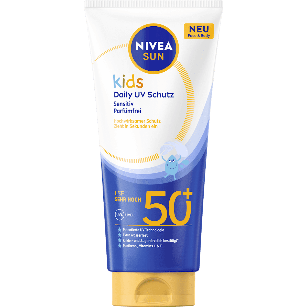 NIVEA SUN Milk sun Kids sensitiv, daily uv Schutz, LSF 50+, 100 ml (NIVEA SUN Sonnenmilch Kids sensitiv, daily uv Schutz, LSF 50+, 100 ml) — authentic German product in Morocco