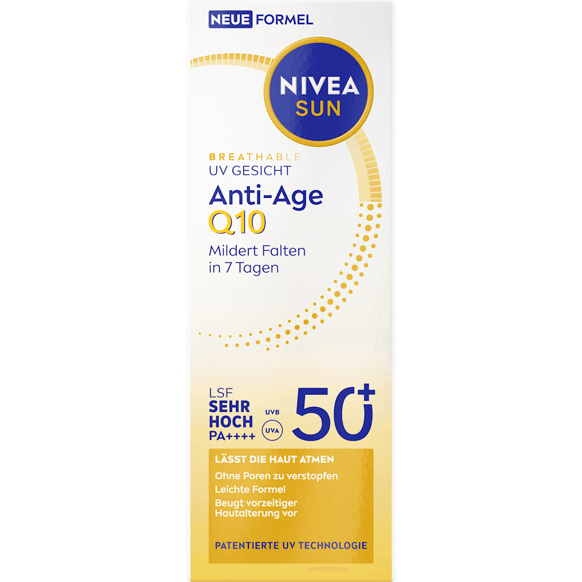 NIVEA SUN Fluid sun face Anti Age Q10, LSF 50+, 40 ml (NIVEA SUN Sonnenfluid Gesicht Anti Age Q10, LSF 50+, 40 ml) — authentic German product in Morocco