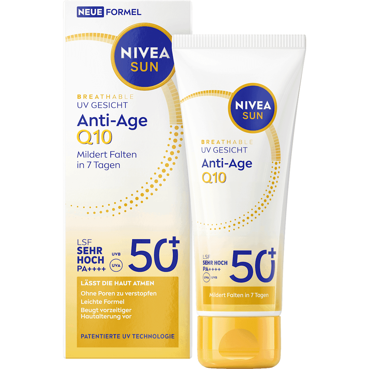 NIVEA SUN Fluid sun face Anti Age Q10, LSF 50+, 40 ml (NIVEA SUN Sonnenfluid Gesicht Anti Age Q10, LSF 50+, 40 ml) — authentic German product in Morocco