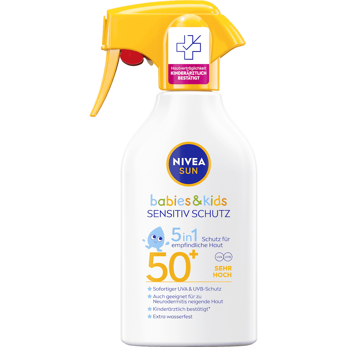 NIVEA SUN sun spray Kids sensitiv, LSF 50+, 250 ml (NIVEA SUN Sonnenspray Kids sensitiv, LSF 50+, 250 ml) — authentic German product in Morocco