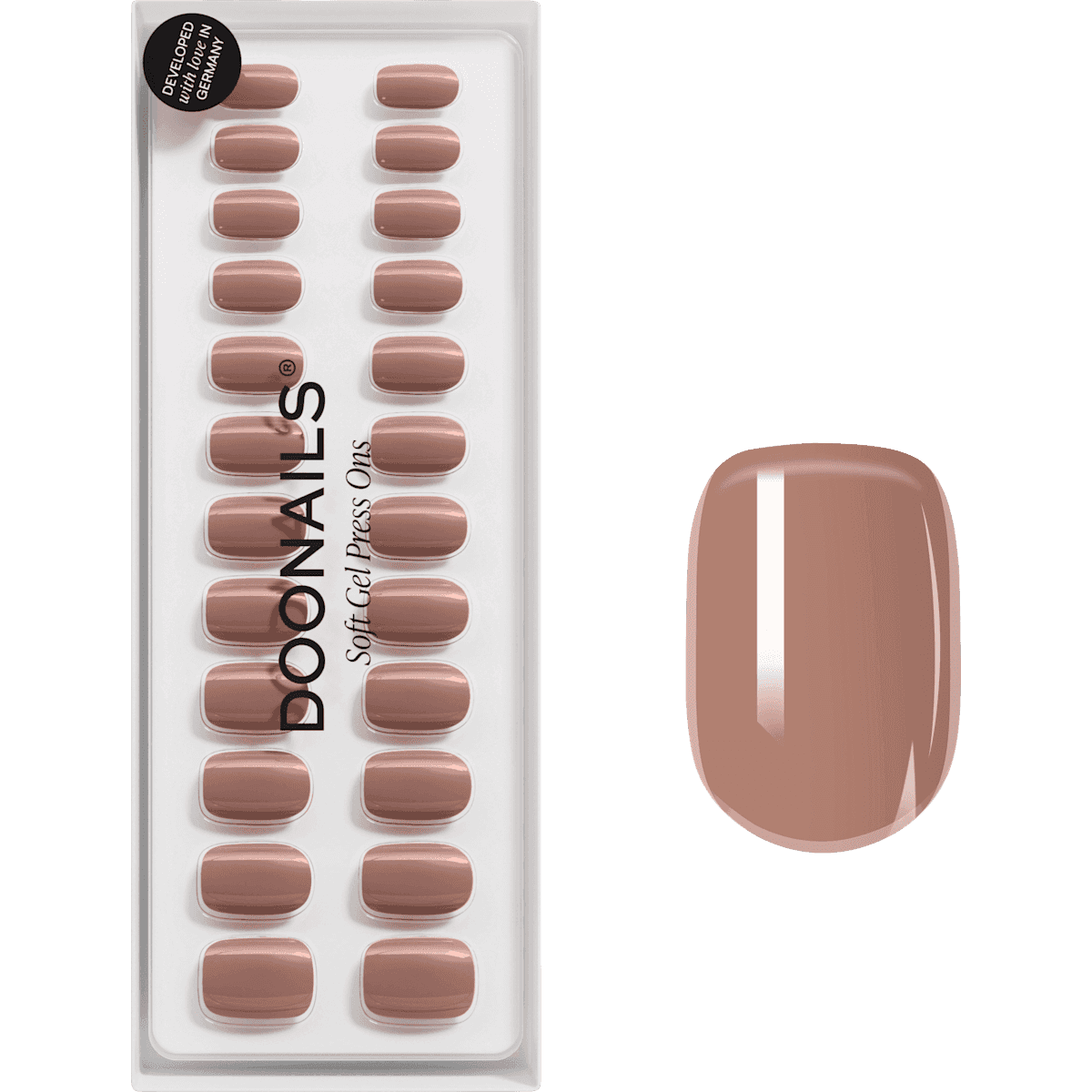 Doonails faux ongles, Soft Gel Press Ons Espresso Extra Short Square, 30 pièces — produit allemand authentique au Maroc