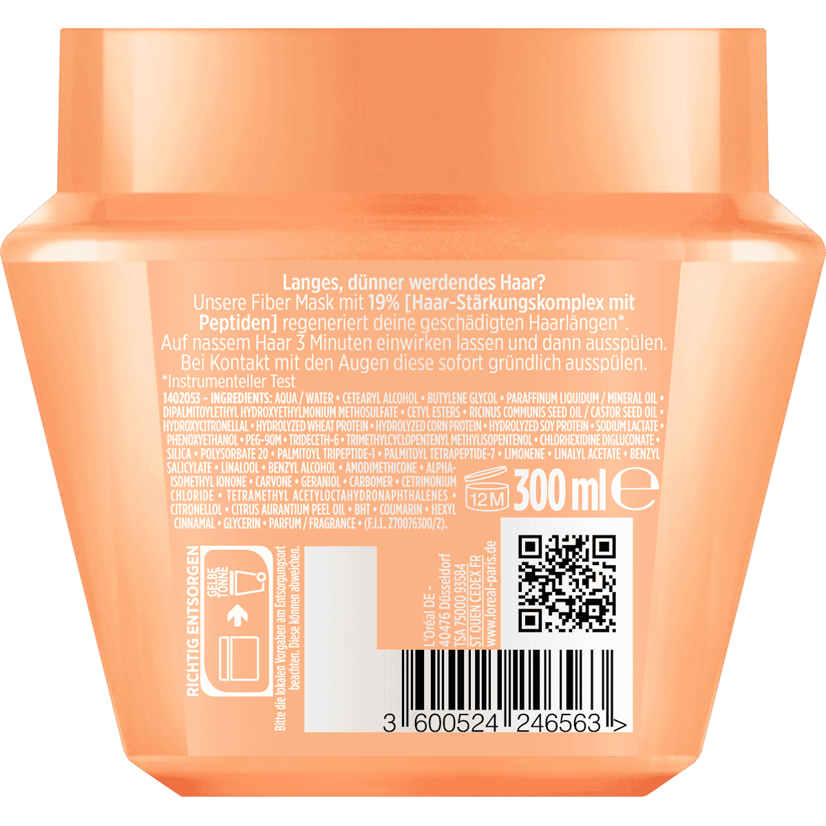 L'ORÉAL PARiS ELVITAL Masque cheveux Fiber Dream Length, 300 ml (L'ORÉAL PARiS ELVITAL Haarmaske Fiber Dream Length, 300 ml) — منتج ألماني أصلي في المغرب