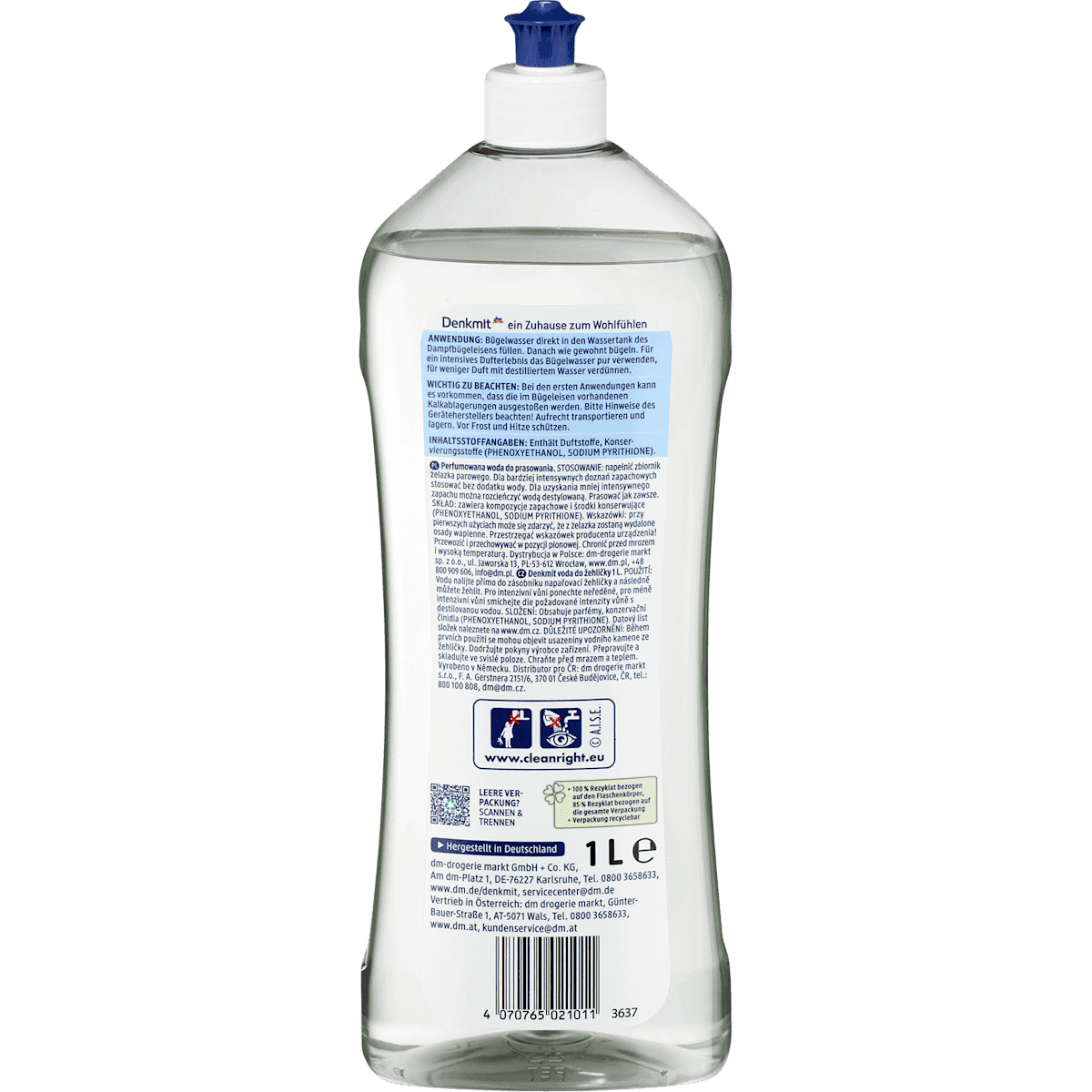 Denkmit Eau de repassage rêve de linge, 1 l (Denkmit Bügelwasser Wäschetraum, 1 l) — produit allemand authentique au Maroc