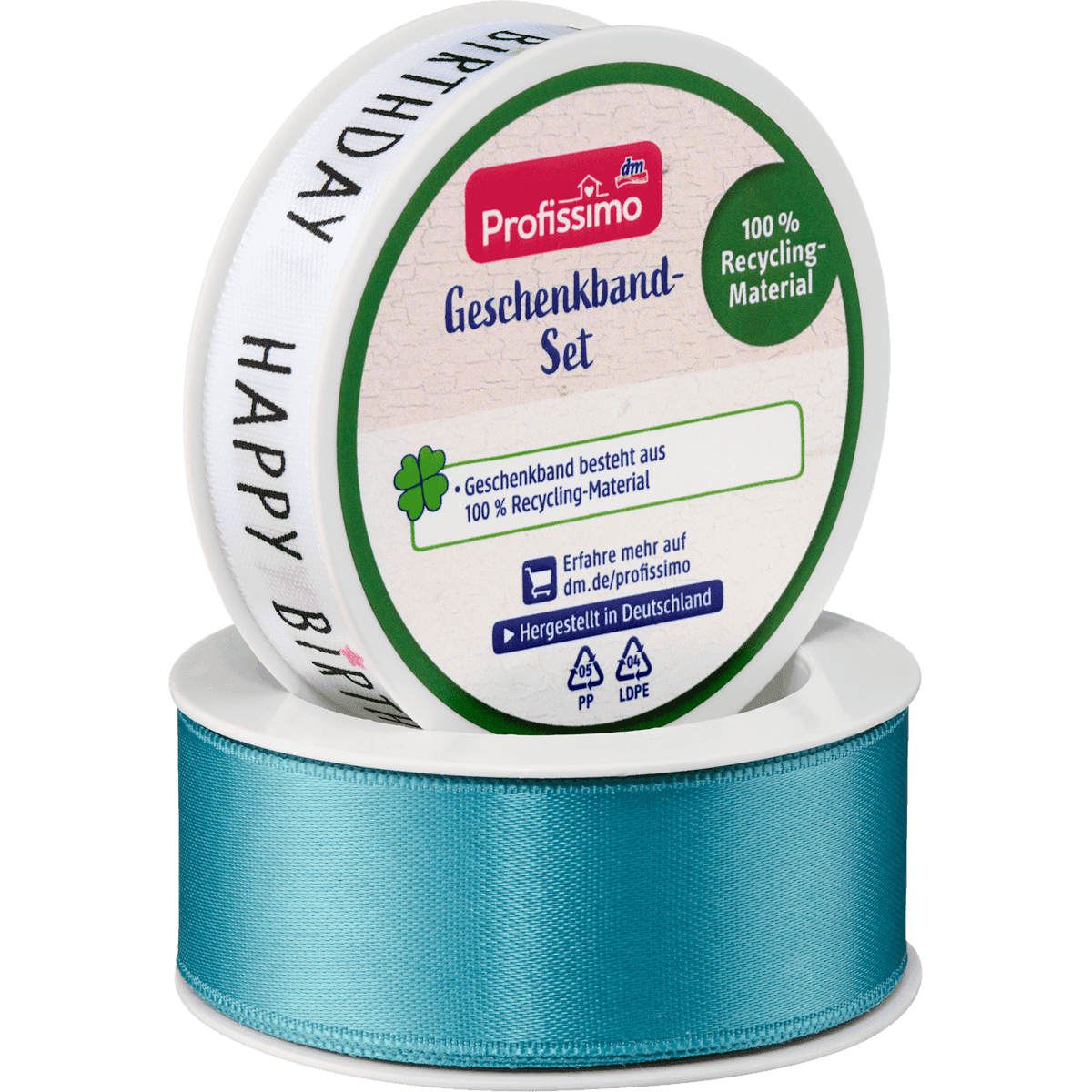 Profissimo Ruban cadeau Set Happy Birthday bleu pétrole, 10 m — produit allemand authentique au Maroc